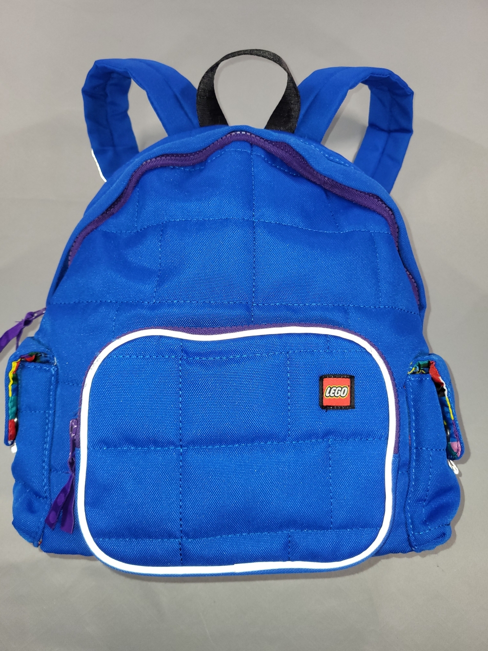Lego Bright Blue Backpack Strap with Black Webbing and Purple D-Ring